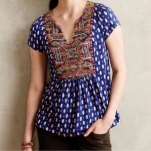 Anthropologie Akemi + Kin Embroidered Beaded Top – Size S